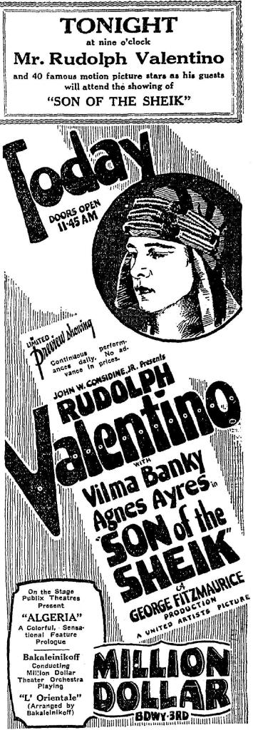 Rudolph_valentino son_of-the_sheik Los_angeles Million_dollar_theater 1926