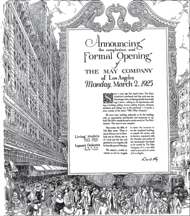 Los Angeles may company grand opening 1925