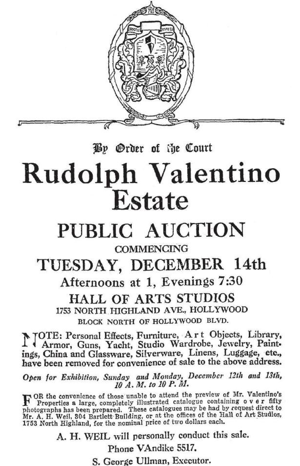 rudolph_valentino_estate_auction Hollywood
