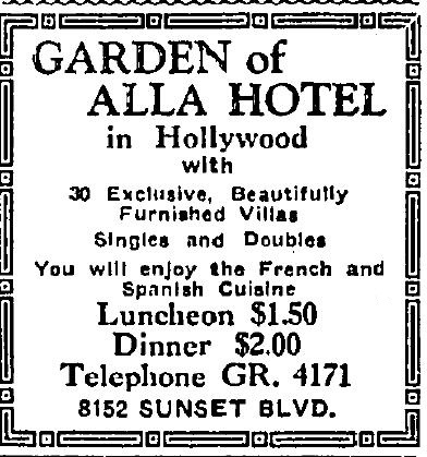 Garden of Allah Hotel 10-12-1928
