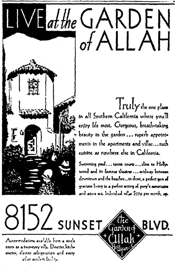 garden of allah hotel 7-10-1930