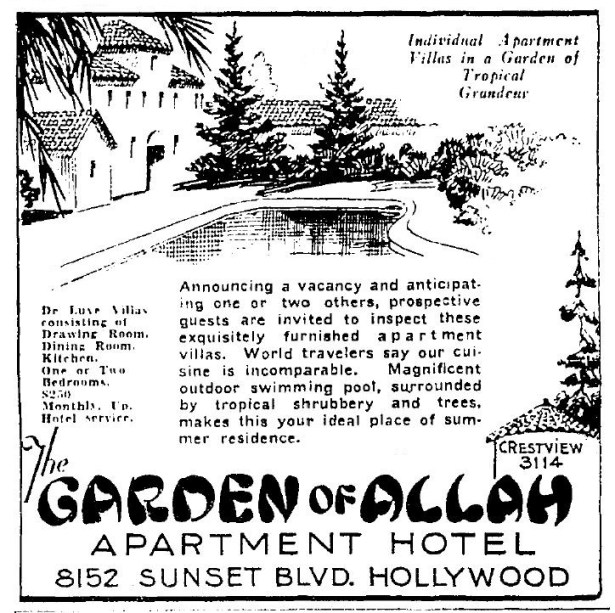 garden of allah hotel 3-18-1931