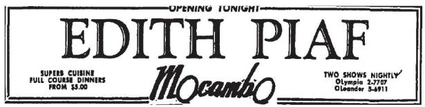 edith piaf mocambo 7-19-1957
