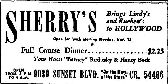 9039 Sunset as Sherry's 11-1948