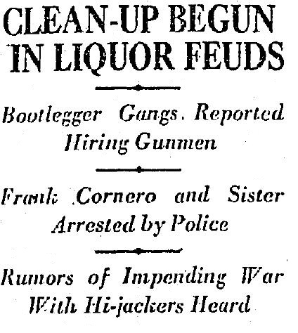 Gangster round up in the wake of the Hesketh shooting netted Frank Cornero and sister Katherine. 4-13-1926