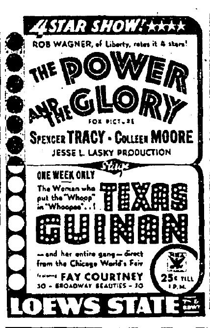 texas guinan loew's state theater 1933