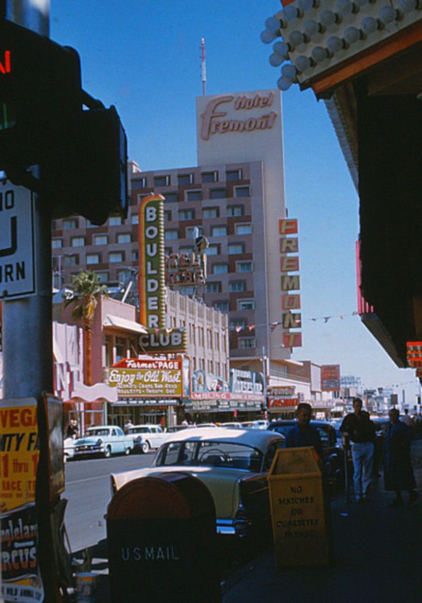 Farmer Page and the Boulder Club on Fremont Street, 1957 