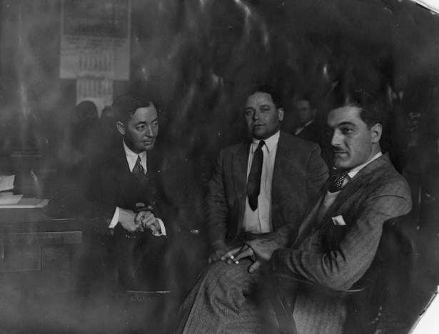 Ardito and Pupillo with their attorney, 1929. LAPL