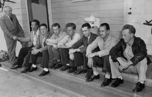 Virgil Banning (seated, far left) and 9 others were the first vets chosen to become Rodger Young Village residents.