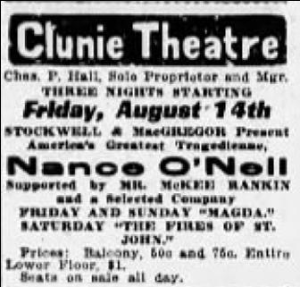 Sacramento Bee ad for Magda, 8/12/1908